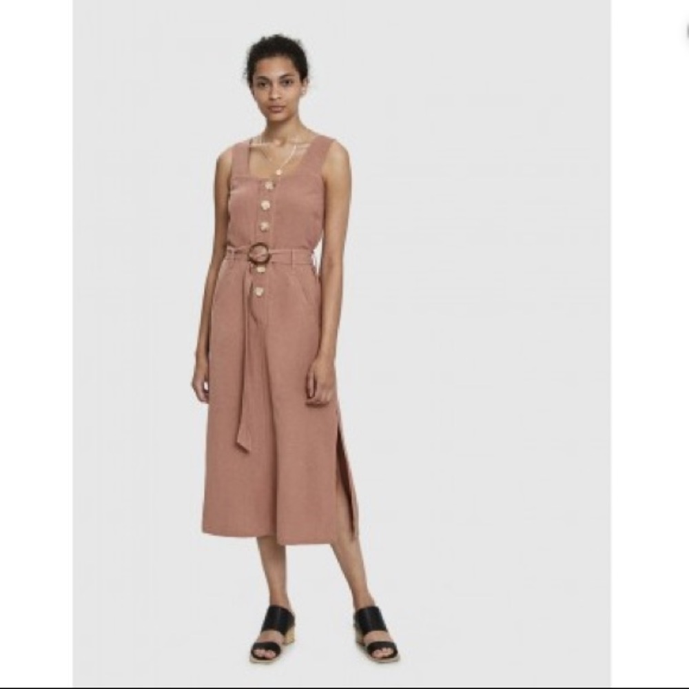Farrow Daphne Linen Button Dress in Terracotta